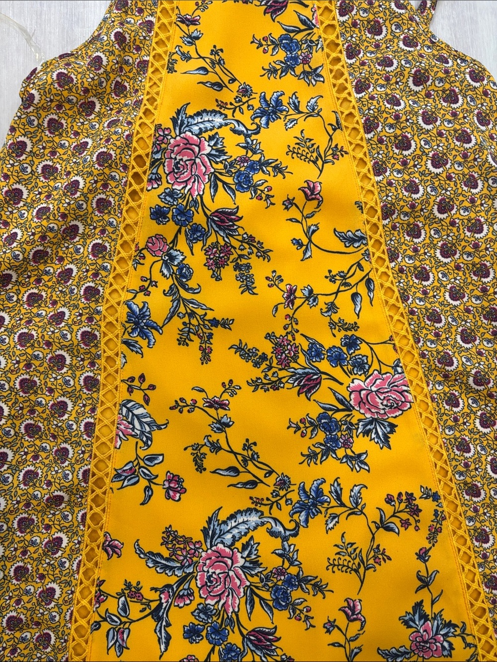 mi ami Yellow Floral Patchwork Sundress racerback adjustable straps - Picture 5 of 9